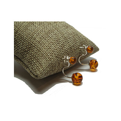 Aretes De Ámbar Dos Bolas Con Plata De 5P